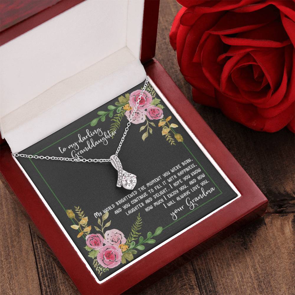 To My Darling Granddaughter - You Brighten My World Gift Necklace From Grandma Alluring Beauty Necklace