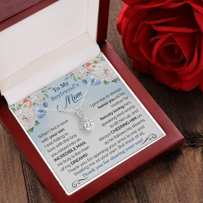 To My Boyfriend's Mom - Thank You For Sharing Your Son Christmas Gift For Boyfriends Mom Pendant Necklace Mothers Day Gift Alluring Beauty Necklace