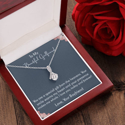 To My Beautiful Girlfriend - 925 Sterling Silver Pendant Alluring Beauty Necklace
