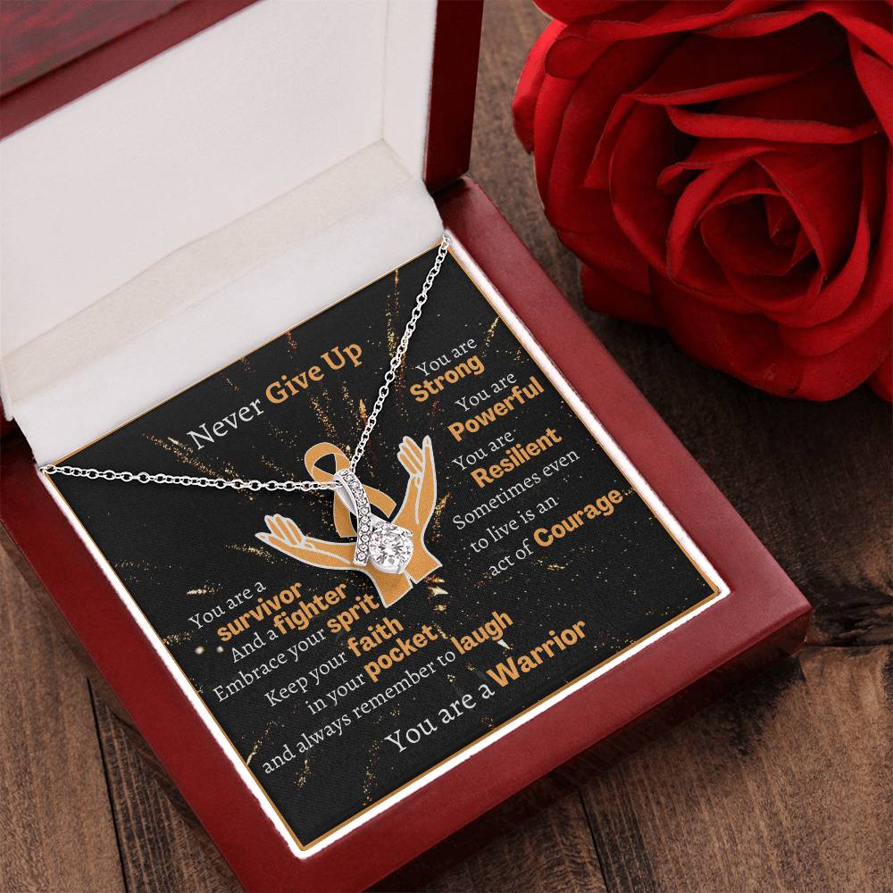 Appendix Cancer Warrior Necklace Amber Ribbon Awareness White Gold Alluring Beauty Necklace