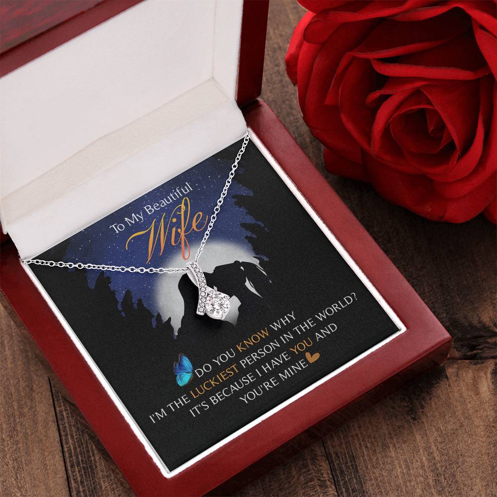 To My Beautiful Wife Alluring Necklace Mother's Day Message Card Alluring Beauty Necklace